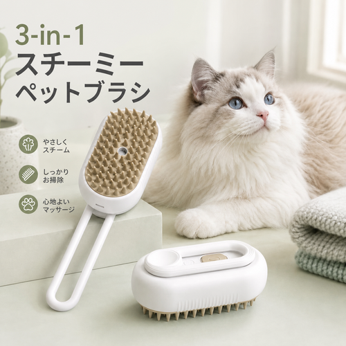 3in1 スチーミーペットブラシ（スチームブラシ） 商品画像 1