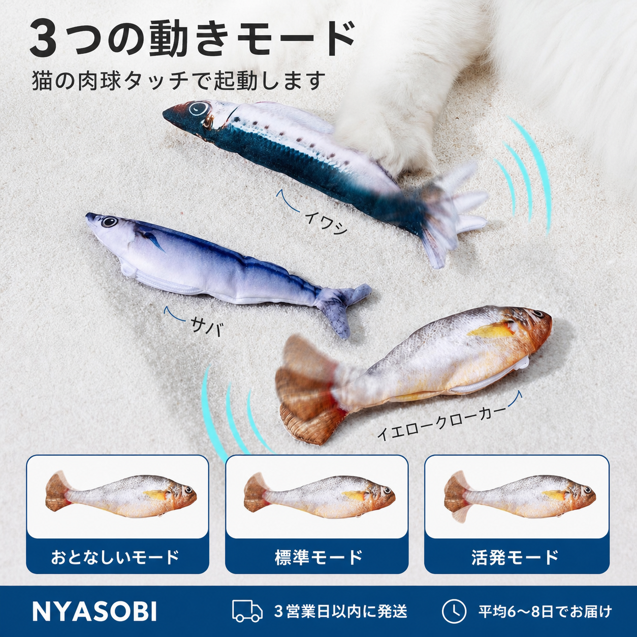 フロッピーフィッシュ Mini™（動く魚の猫用おもちゃ） 商品画像 11