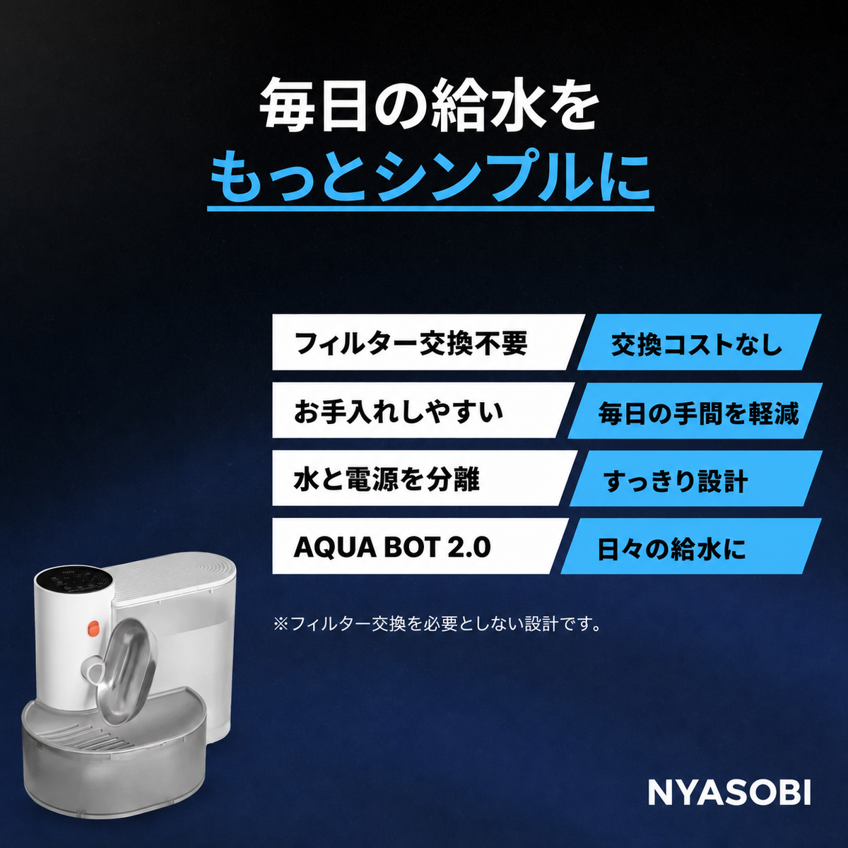 Aqua Bot 2.0 のフィルター不要設計